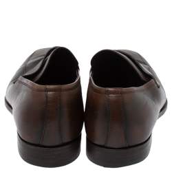 Prada Ombre Brown Leather Penny Slip On Loafers Size 41