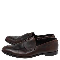 Prada Ombre Brown Leather Penny Slip On Loafers Size 41