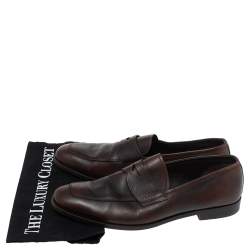 Prada Ombre Brown Leather Penny Slip On Loafers Size 41