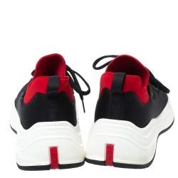 Prada Black/Red Mesh and Neoprene Low Top Sneakers Size 44