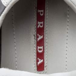 Prada White/Grey Leather and Nylon Low Top Sneakers Size 42