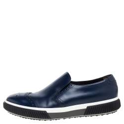 Prada Blue Leather Brogue Slip -On Sneakers Size 44
