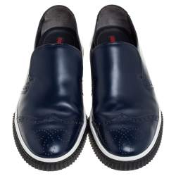 Prada Blue Leather Brogue Slip -On Sneakers Size 44