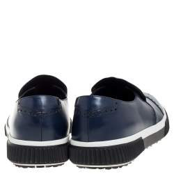 Prada Blue Leather Brogue Slip -On Sneakers Size 44