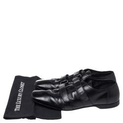 Prada Black Leather Velcro Loafers Size 43