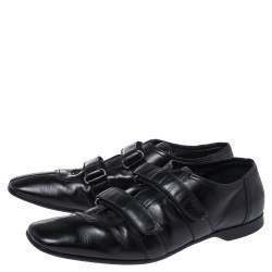 Prada Black Leather Velcro Loafers Size 43