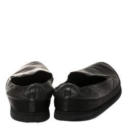 Pre Owned Prada Black Leather San Tropez Slip On Sneakers Size 46