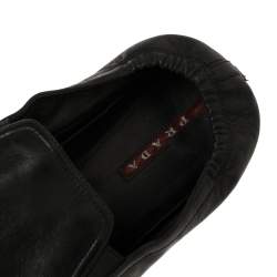 Prada Black Leather San Tropez Slip On Sneakers Size 46