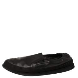 Pre Owned Prada Black Leather San Tropez Slip On Sneakers Size 46