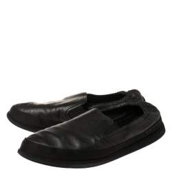 Pre Owned Prada Black Leather San Tropez Slip On Sneakers Size 46