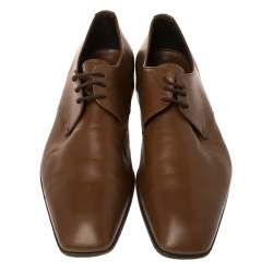 Prada Brown Leather Lace Up Oxfords Size 41.5