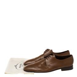 Prada Brown Leather Lace Up Oxfords Size 41.5