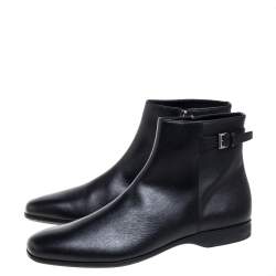 Prada Black Leather Square Toe Boots Size 46