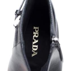 Prada Black Leather Square Toe Boots Size 46