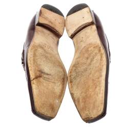 Pre Owned Prada Brown Leather Loafers Size 42