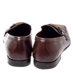 Pre Owned Prada Brown Leather Loafers Size 42