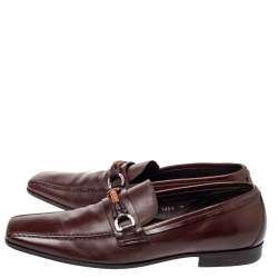 Pre Owned Prada Brown Leather Loafers Size 42