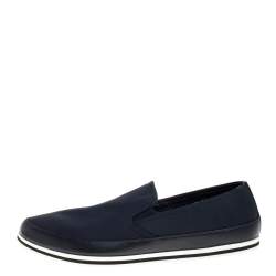 Prada Sports Blue Canvas And Leather Slip On Sneakers Size 42.5