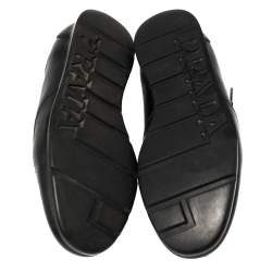 Prada Black Leather Low Top Sneakers Size 41