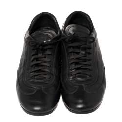 Prada Black Leather Low Top Sneakers Size 41