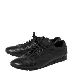 Prada Black Leather Low Top Sneakers Size 41