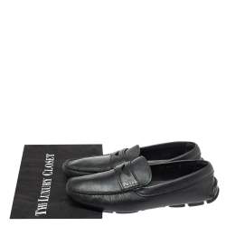 Prada Black Leather Penny Slip On Loafers Size 40