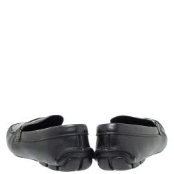 مملوكة مسبقًا  Prada Black Leather Logo Buckle Slip On Loafers Size 43.5 