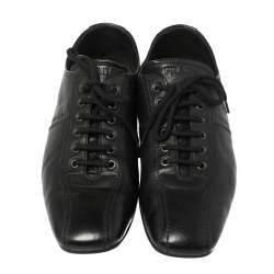 Prada Black Leather Low Top Sneakers Size 42