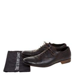 Prada Dark Brown Leather Cap Toe Lace Up Oxford Size 42.5