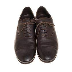 Prada Dark Brown Leather Cap Toe Lace Up Oxford Size 42.5