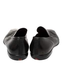 Pre Owned Prada Black Leather Slip On Loafers Size 44