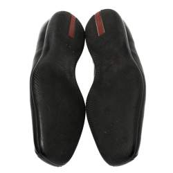 Pre Owned Prada Black Leather Slip On Loafers Size 44