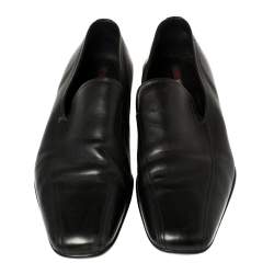 Pre Owned Prada Black Leather Slip On Loafers Size 44