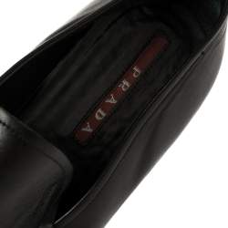 Pre Owned Prada Black Leather Slip On Loafers Size 44