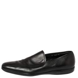 Pre Owned Prada Black Leather Slip On Loafers Size 44
