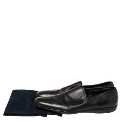 Pre Owned Prada Black Leather Slip On Loafers Size 44