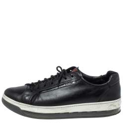 Pre Owned Prada Sports Black Leather Low Top Sneakers Size 43.5