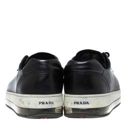 Pre Owned Prada Sports Black Leather Low Top Sneakers Size 43.5