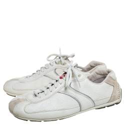 Pre Owned Prada Off White Leather Lace up Sneakers Size 41