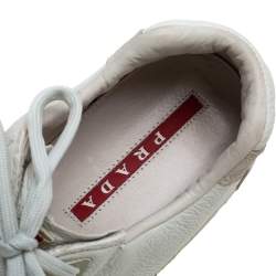 Pre Owned Prada Off White Leather Lace up Sneakers Size 41