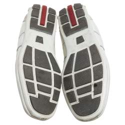 Pre Owned Prada Off White Leather Lace up Sneakers Size 41