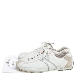 Pre Owned Prada Off White Leather Lace up Sneakers Size 41