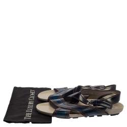 Pre Owned صندل سلايد برادا فتحة كعب جلد أزرق و أسود مقاس 43