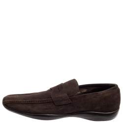 Prada Brown Suede Penny Loafers Size 44