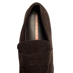 Prada Brown Suede Penny Loafers Size 44