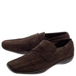 Prada Brown Suede Penny Loafers Size 44