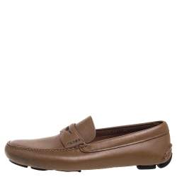 Prada Tan Leather Slip On Loafers Size 42.5
