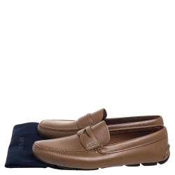 Prada Tan Leather Slip On Loafers Size 42.5