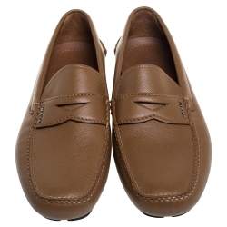 Prada Tan Leather Slip On Loafers Size 42.5