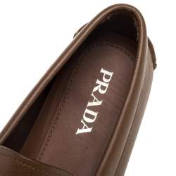 Prada Tan Leather Slip On Loafers Size 42.5